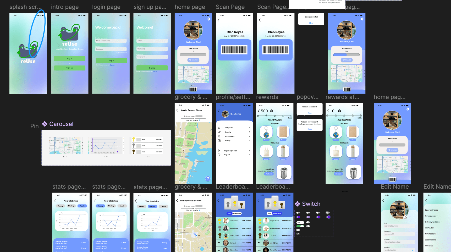 reUse Wireframes